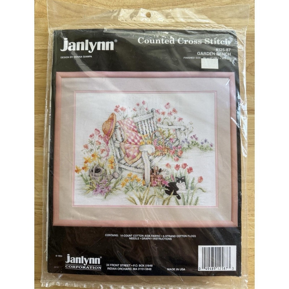 Janlynn Counted Cross Stitch Kit GARDEN BENCH 125-87 Kit 15" x 12"